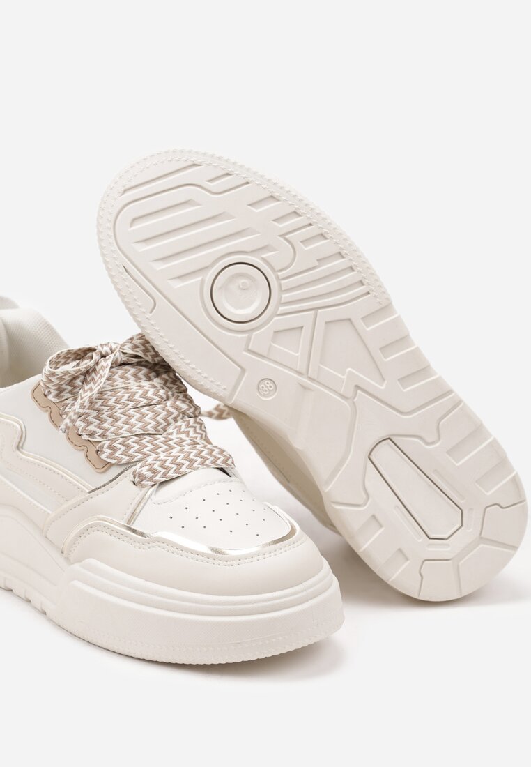 Beżowe Sneakersy z Przeszyciami i Grubą Podeszwą Berinela