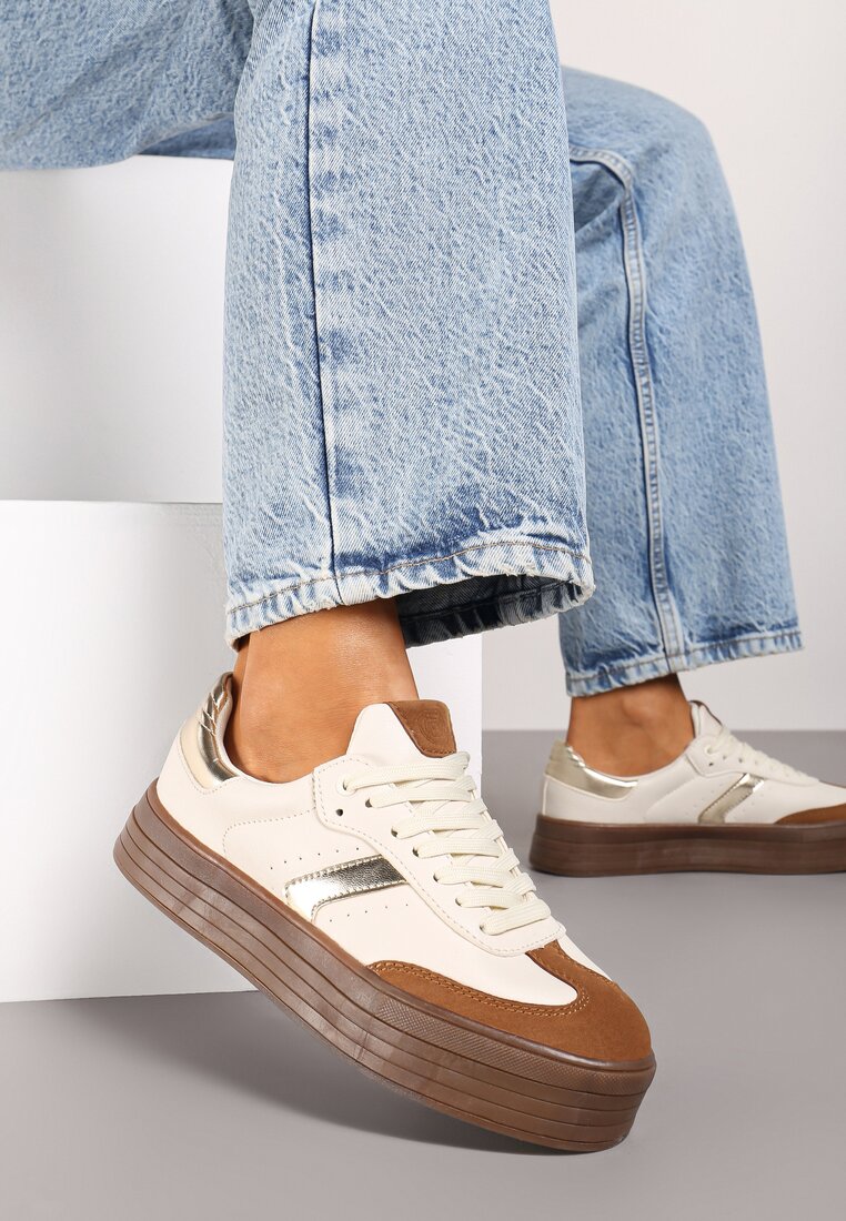 Sneakers Bej cu maro