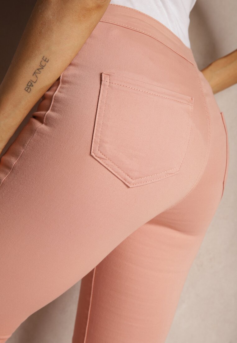 Różowe Spodnie z Bawełny o Kroju Skinny Irivella