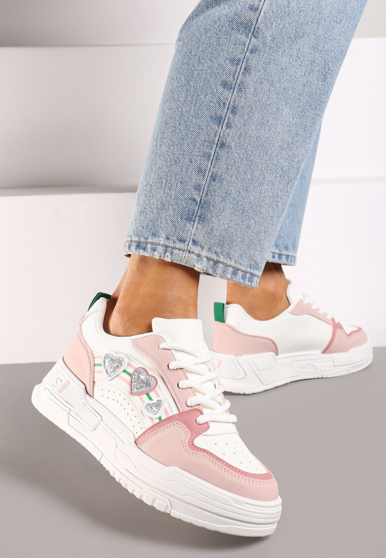 Sneakers Alb cu roz