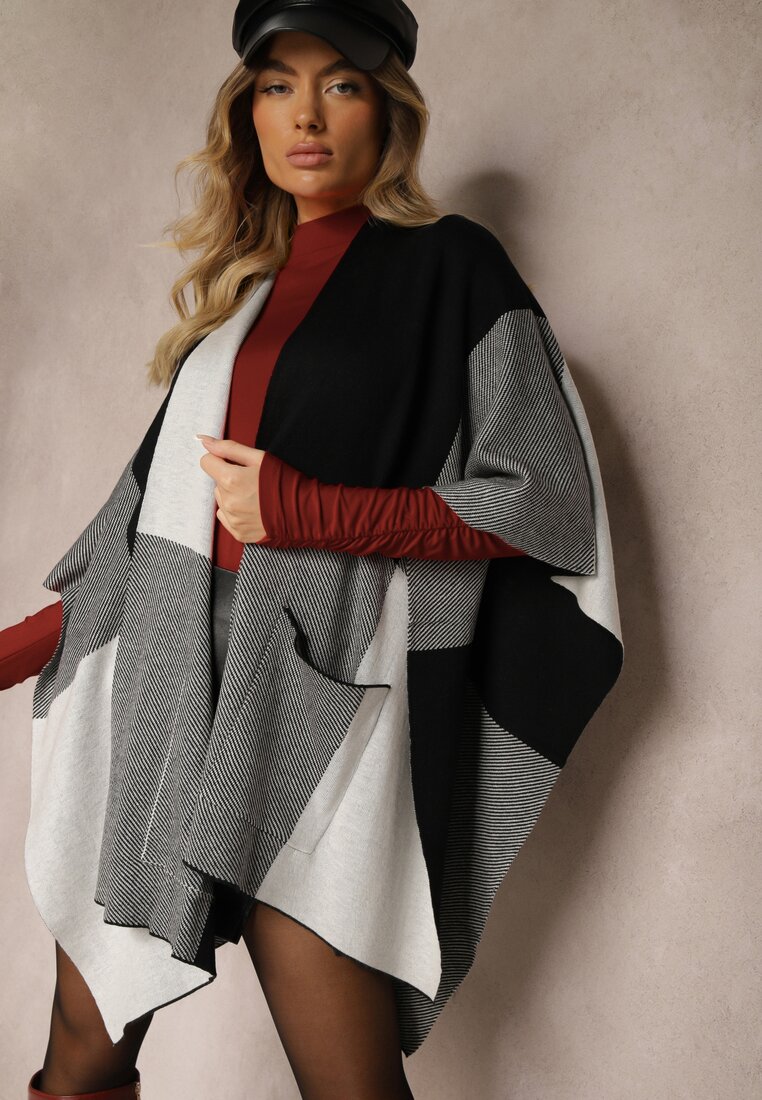 Poncho Verideth Negru cu gri