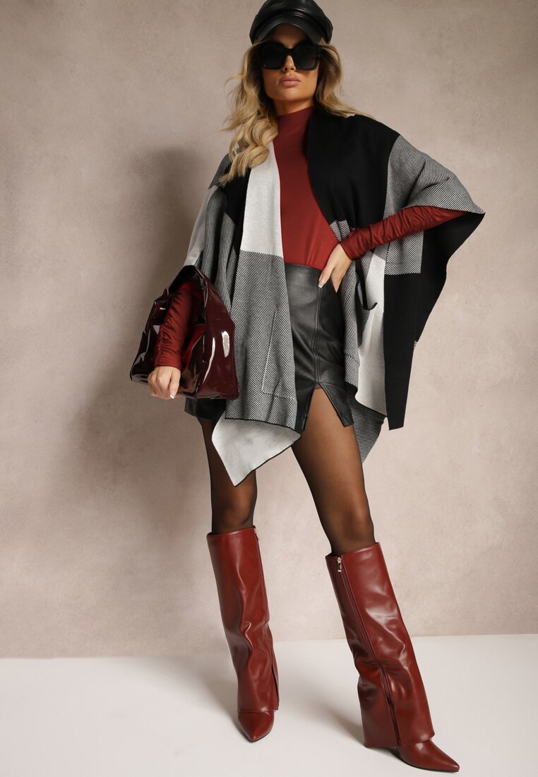 Poncho Verideth Negru cu gri