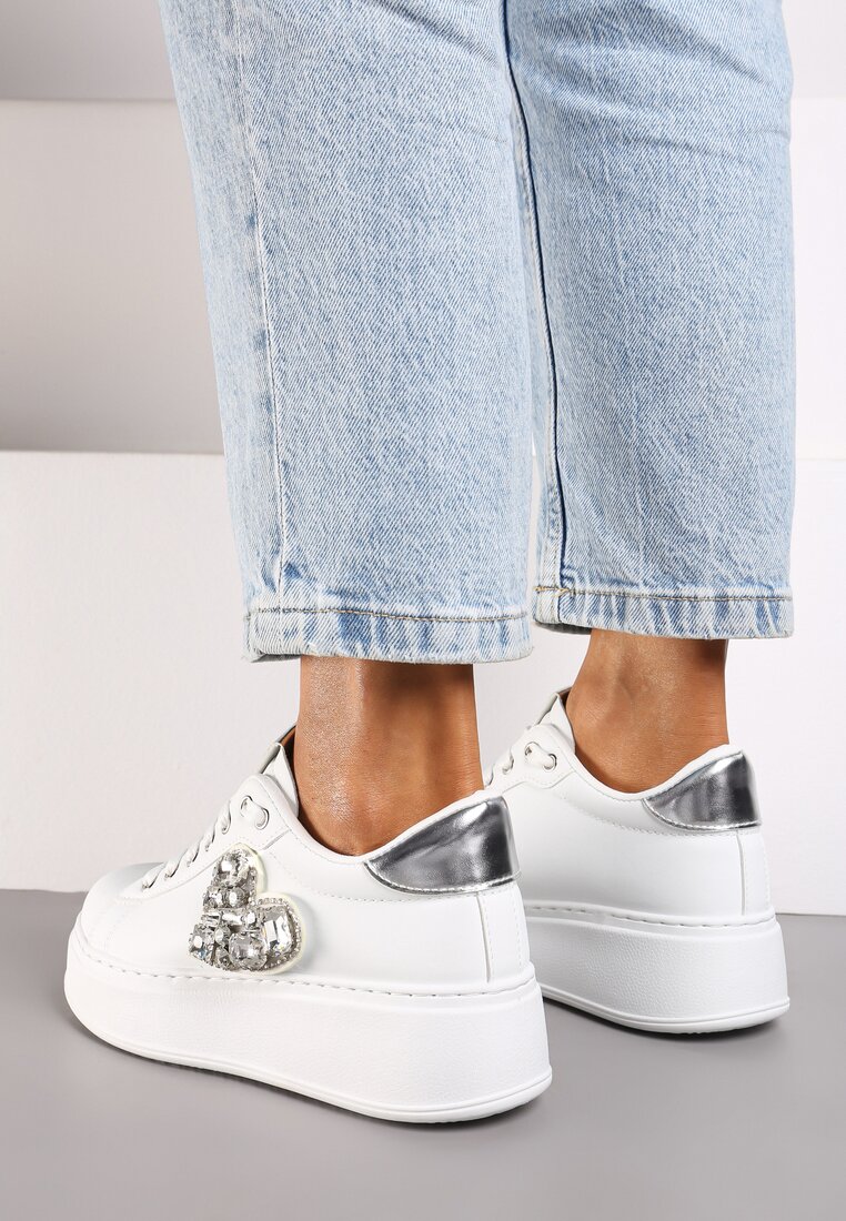 Sneakers Remila Alb cu argintiu