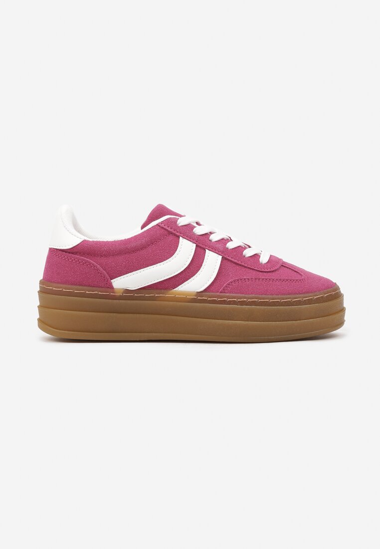 Fuksjowe Sneakersy na Grubszej Podeszwie z Przeszyciami Erisosa