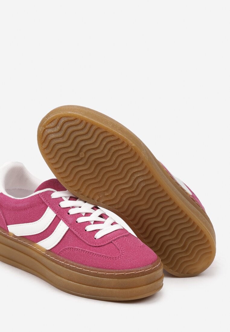Fuksjowe Sneakersy na Grubszej Podeszwie z Przeszyciami Erisosa