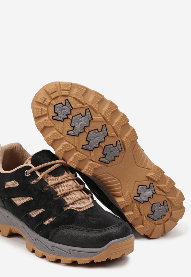 Czarne Trekkingowe Buty Sportowe Sneakersy z Kontrastowymi Przeszyciami Zailese