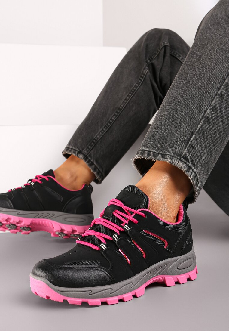 Czarne Buty Sportowe w Trekkingowym Stylu Zaiss