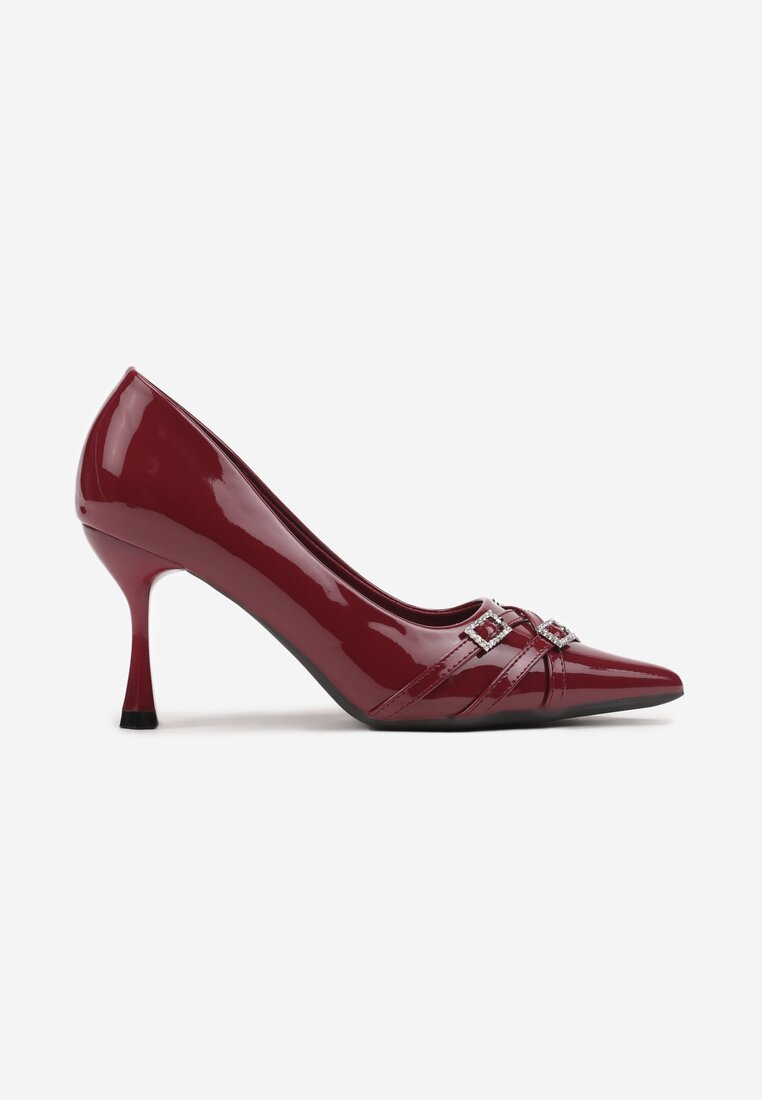 Pantofi stiletto Betirya Bordo cu roșu