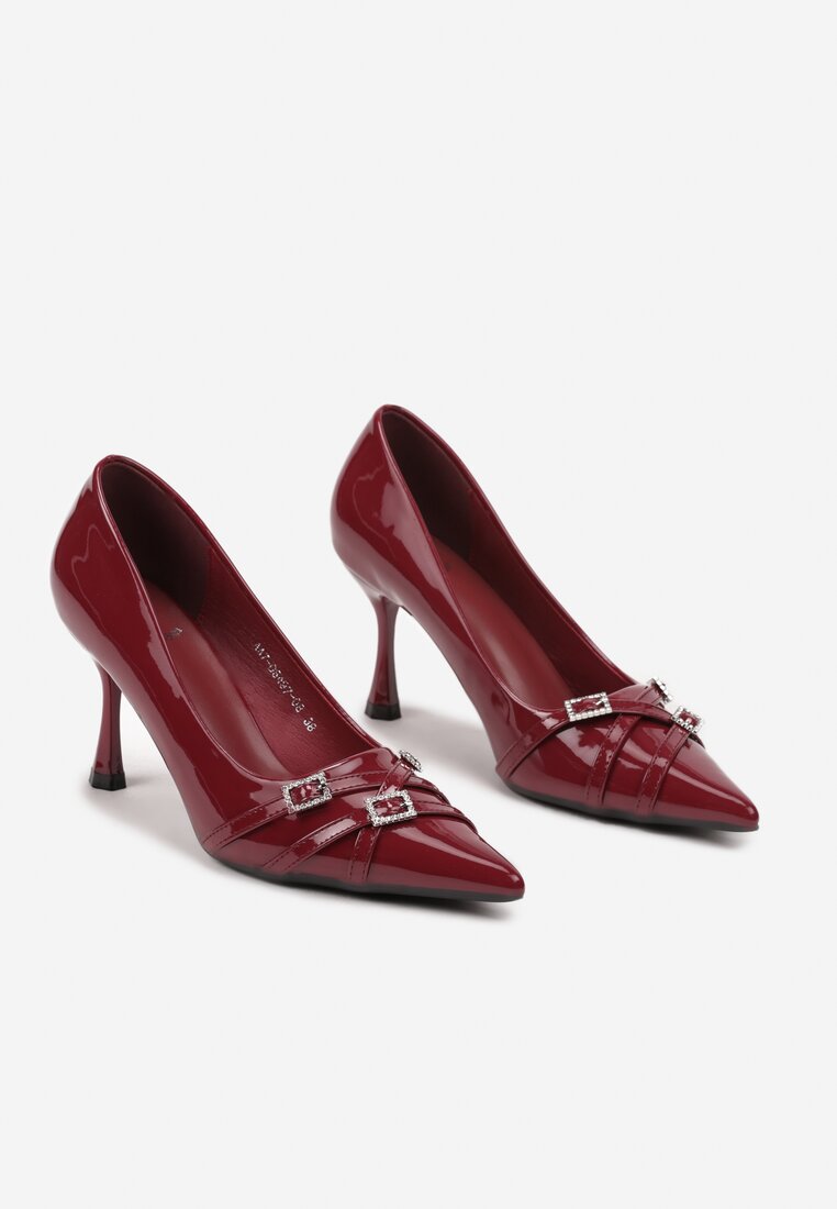 Pantofi stiletto Betirya Bordo cu roșu