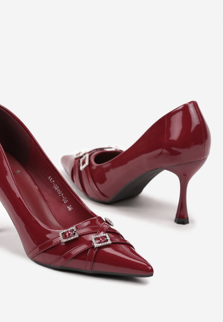 Pantofi stiletto Betirya Bordo cu roșu