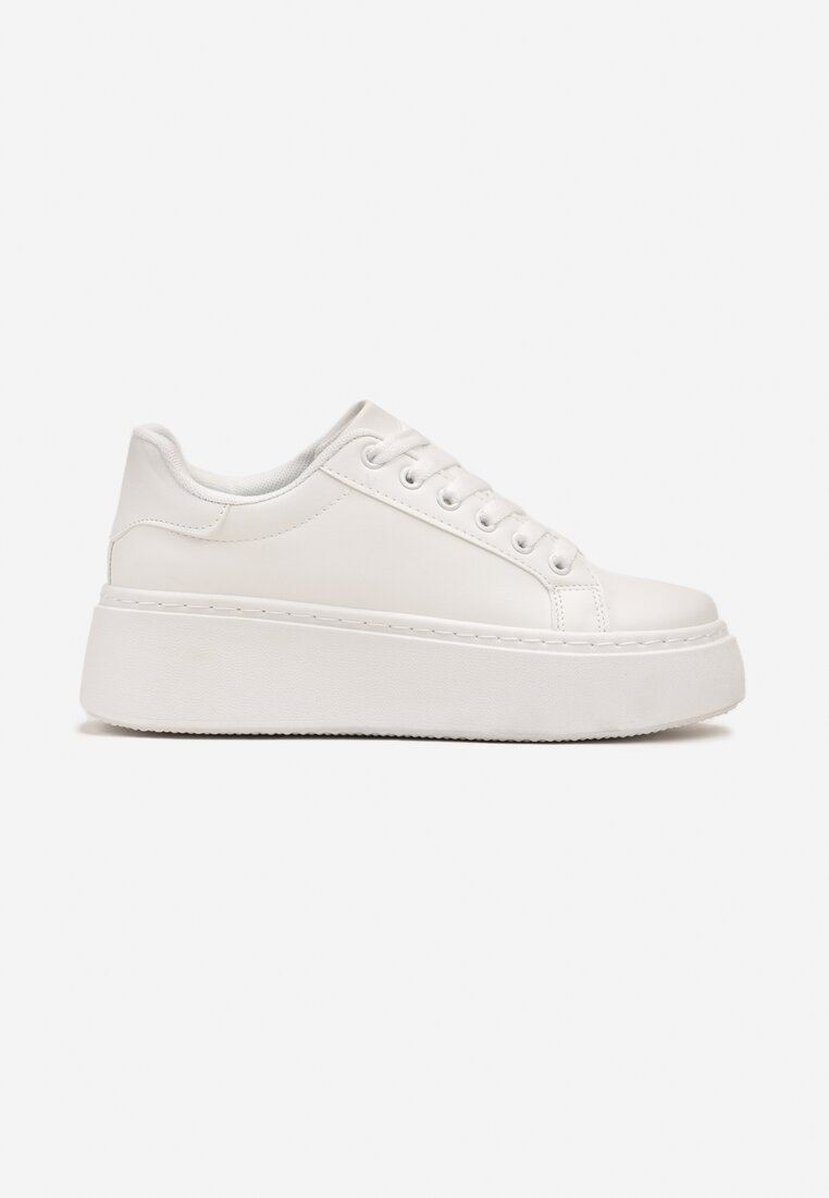 Białe Basicowe Sneakersy na Grubej Podeszwie Lirelisa