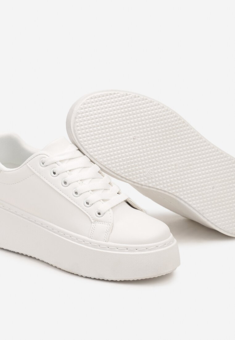 Białe Basicowe Sneakersy na Grubej Podeszwie Lirelisa