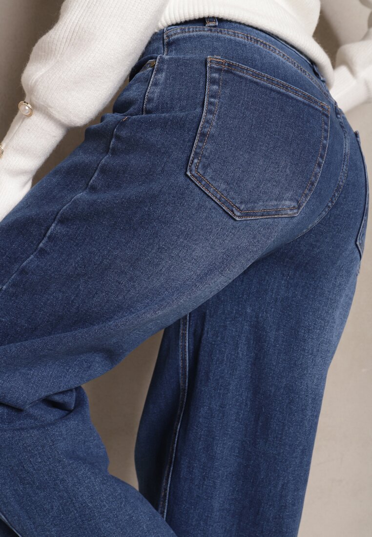 Ciemnoniebieskie Jeansy High Waist o Kroju Balloon Fit Cremae