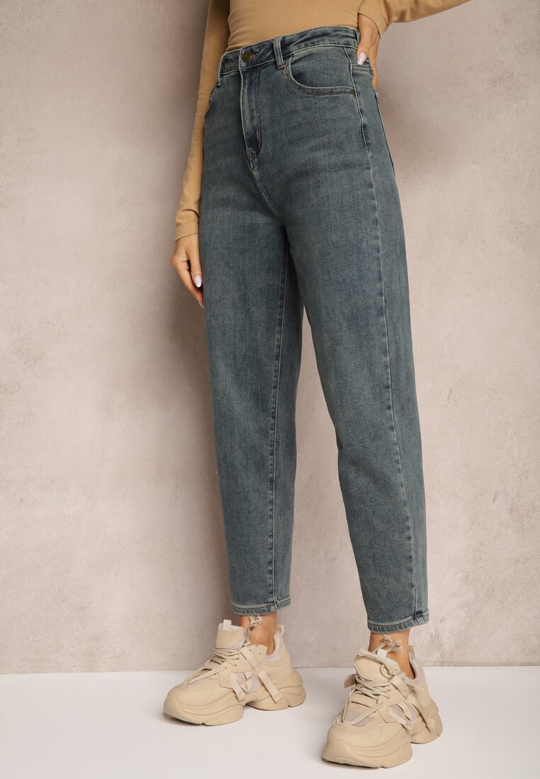 Niebieskie Jeansy High Waist Mom Fit Rorirra