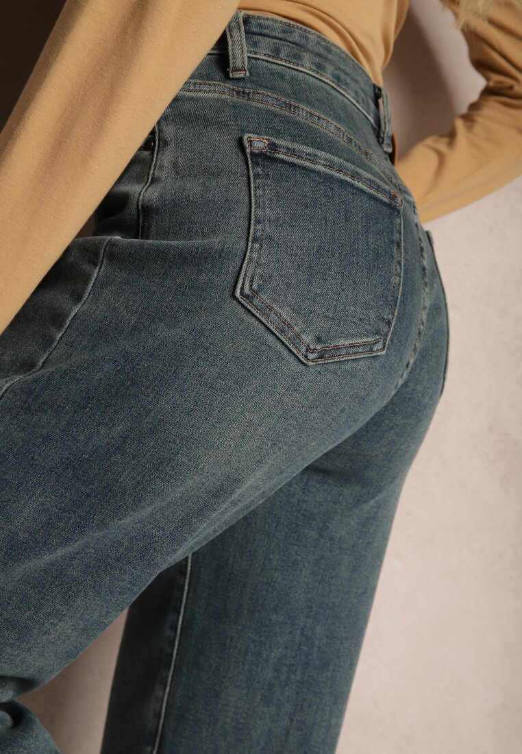 Niebieskie Jeansy High Waist Mom Fit Rorirra