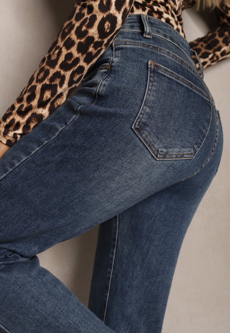 Niebieskie Klasyczne Jeansy High Waist z Prostymi Nogawkami Erilae