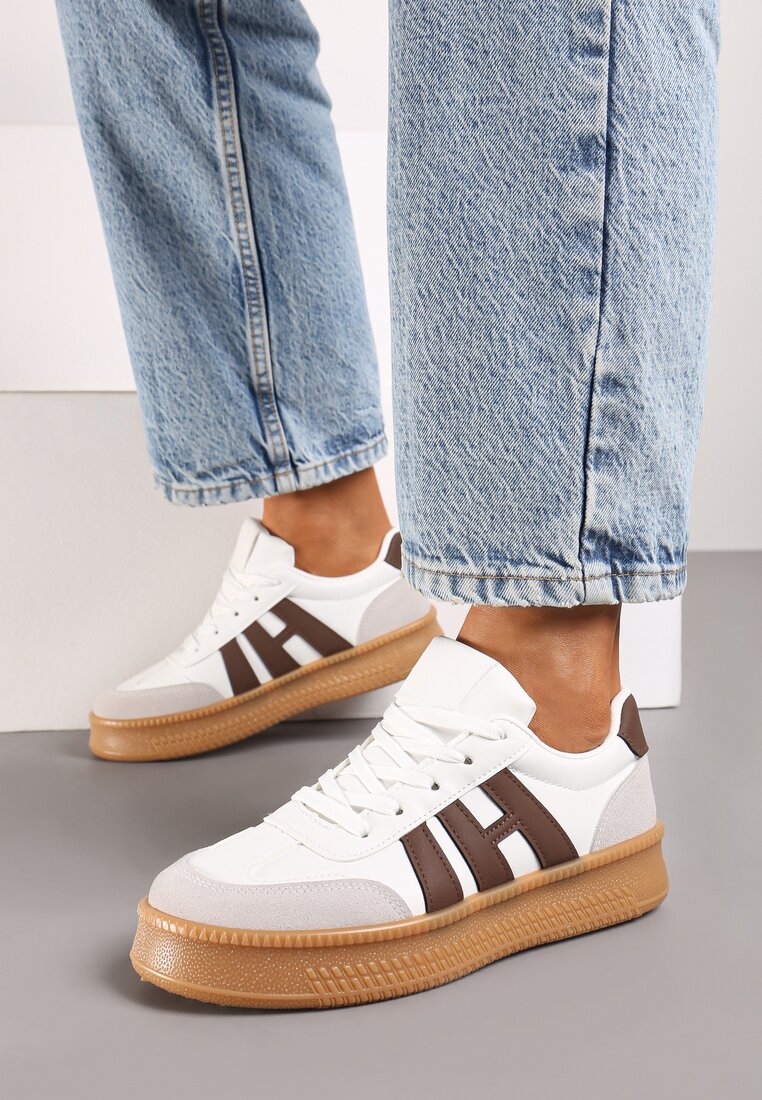 Sneakers Mialeria Alb cu maro