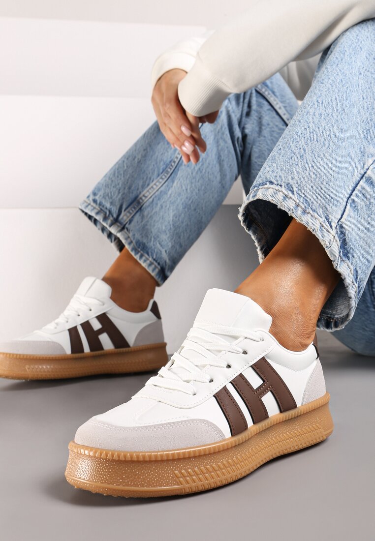 Sneakers Mialeria Alb cu maro