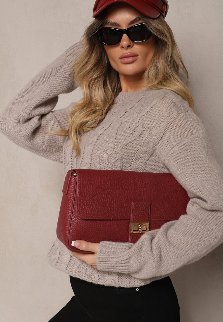 Szary Sweter z Wełną Ozdobnym Splotem i Ściągaczem Nariae