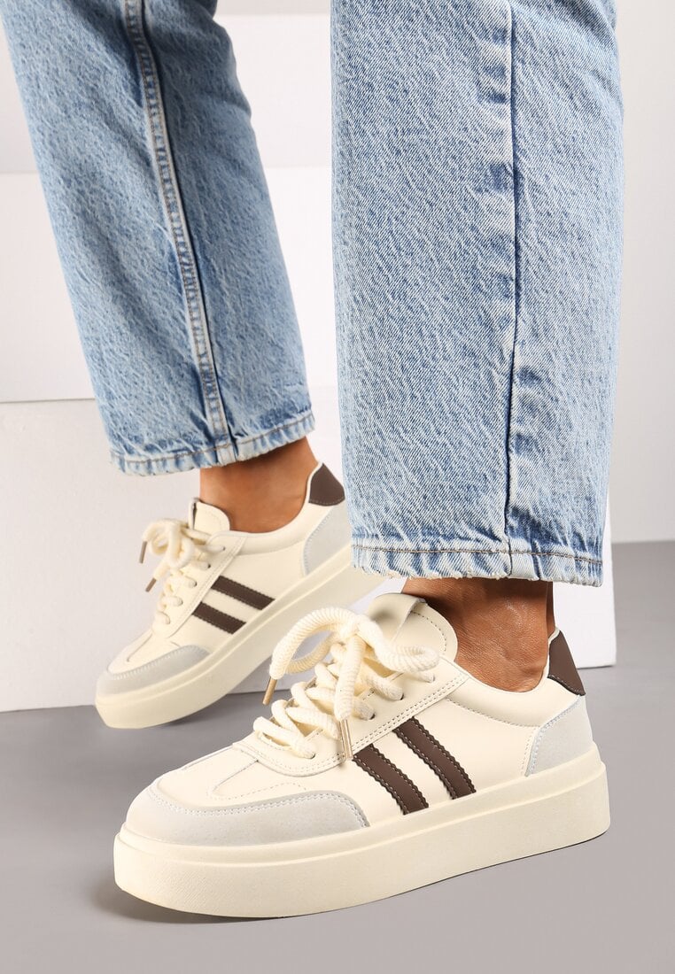 Sneakers Tialise Bej cu maro