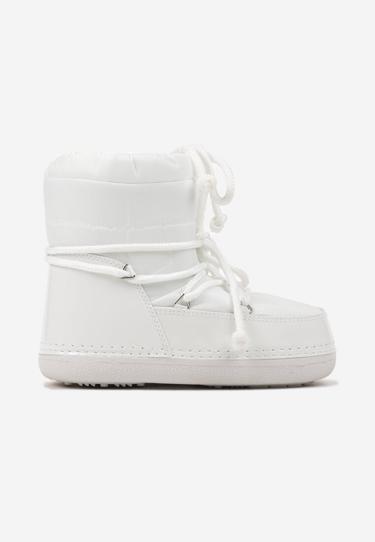 Białe Ściągane Płaskie Śniegowce ze Sznurowaniem Ciariel