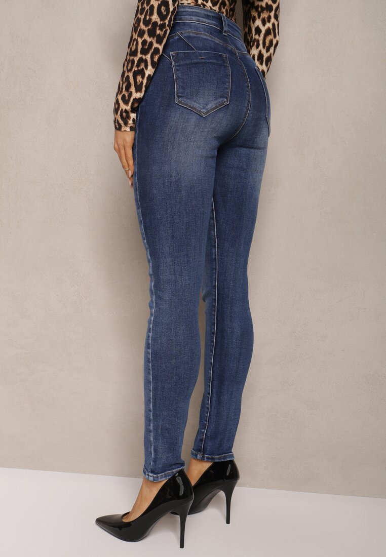 Niebieskie Jeansy Skinny z Bawełną Mialuna