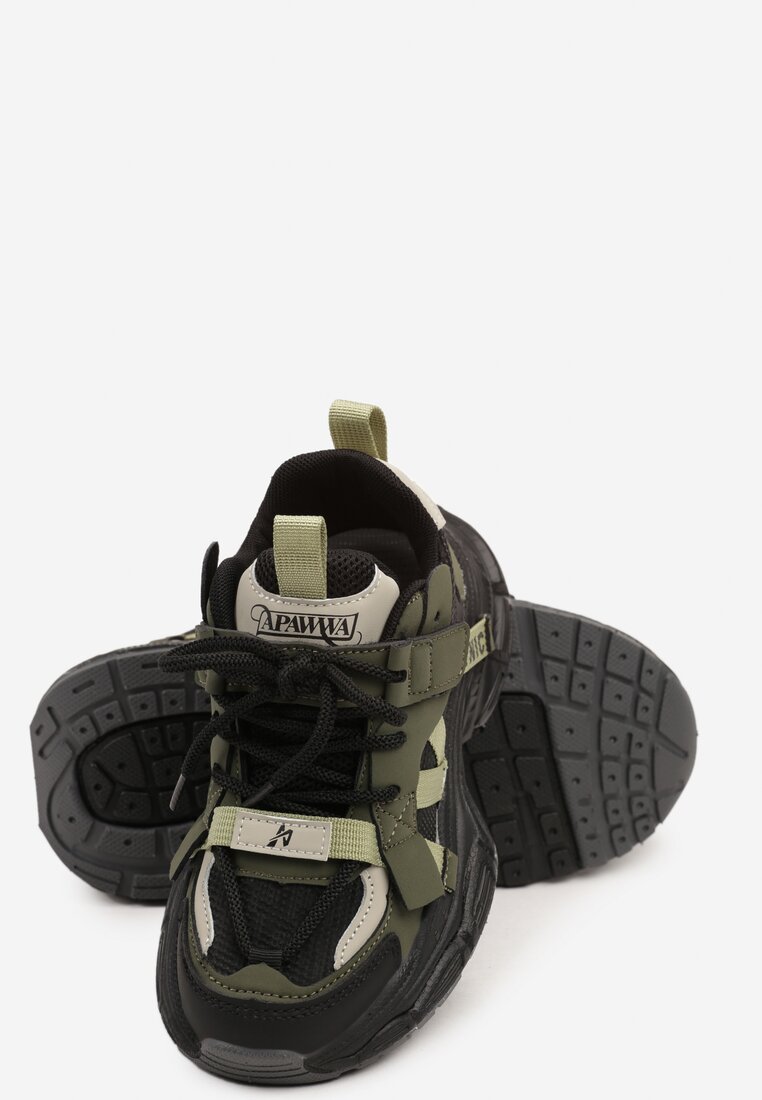 Czarne Buty Sportowe Sneakersy na Platformie Ozdobione Tłoczeniem Florenda