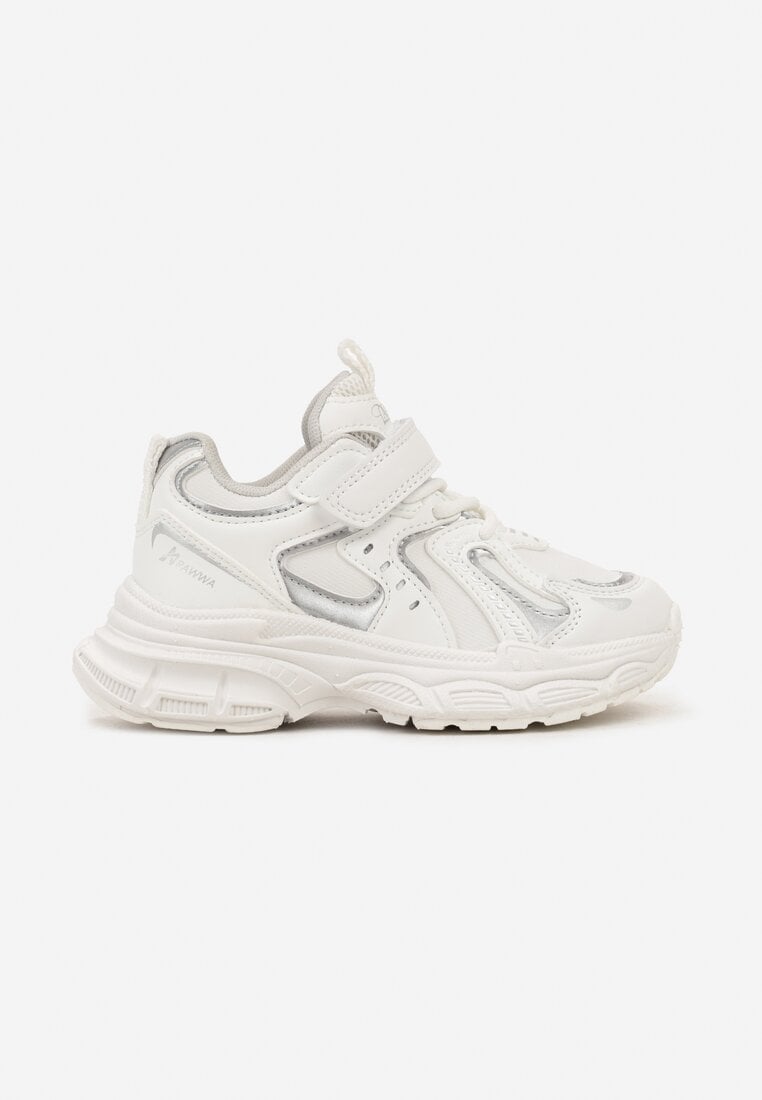 Białe Buty Sportowe Sneakersy na Platformie z Geometrycznym Wzorem Tetivra