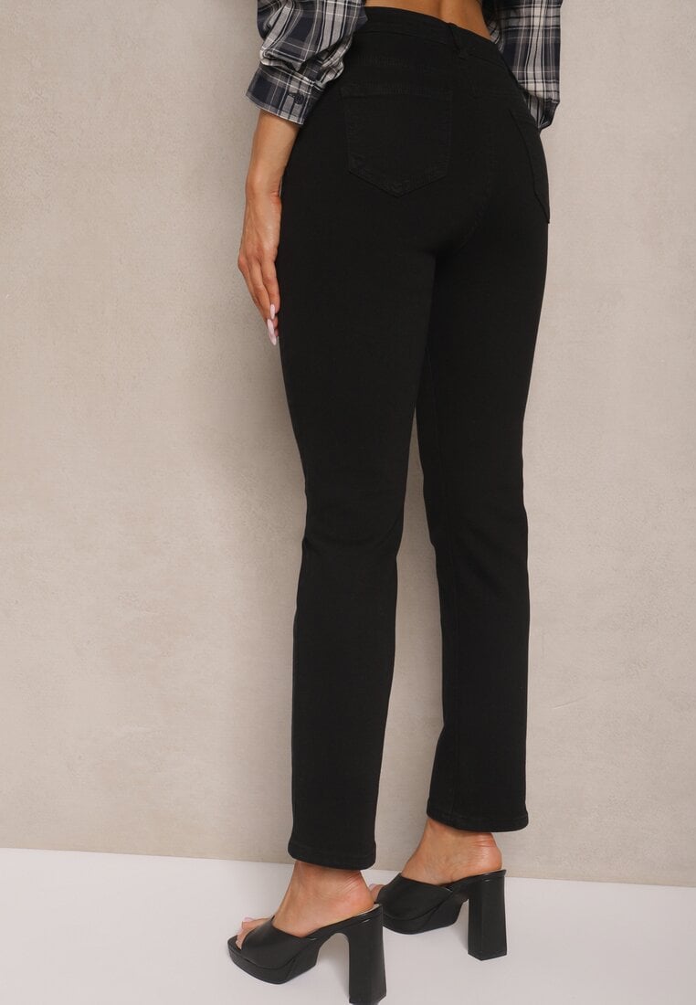 Czarne Skinny Jeansy z Bawełną High Waist Lorie