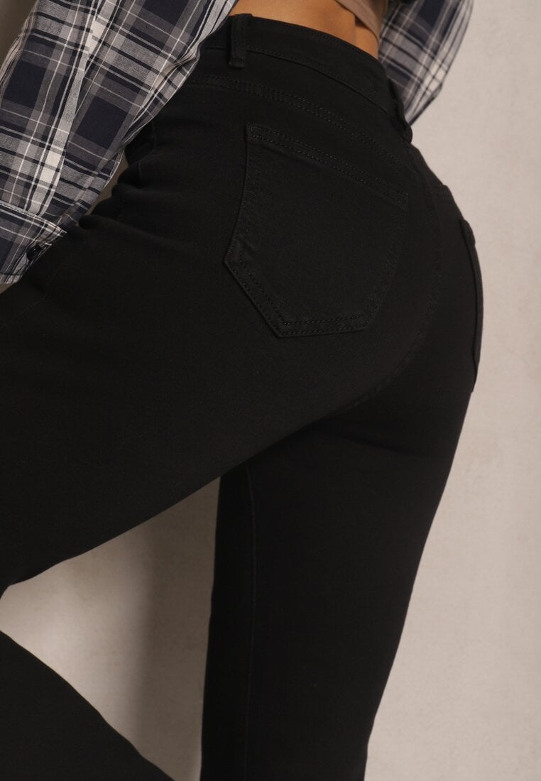 Czarne Skinny Jeansy z Bawełną High Waist Lorie