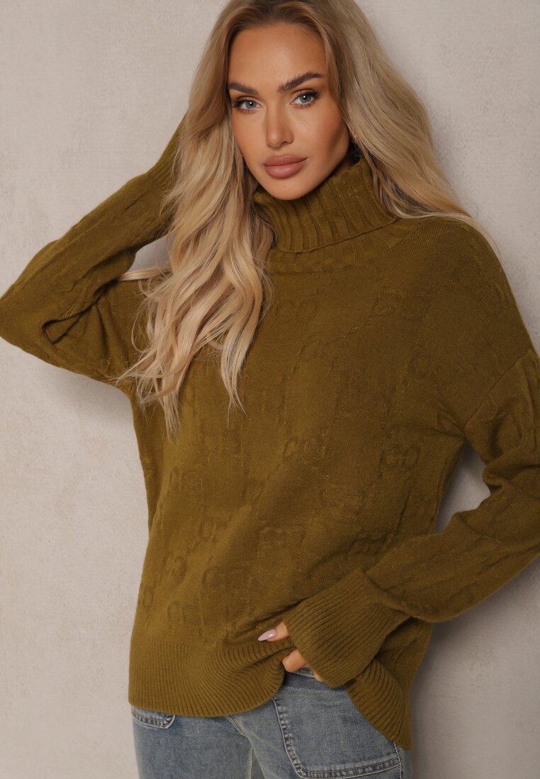 Pulover pe gât Verde închis