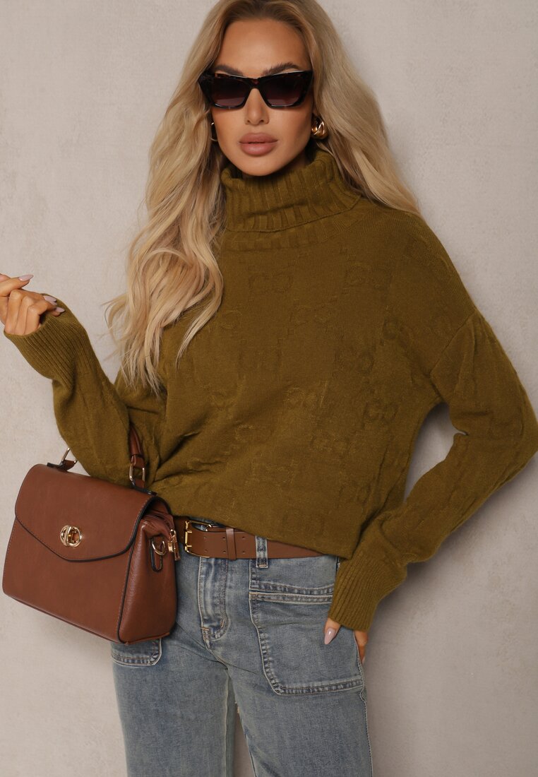 Pulover pe gât Verde închis