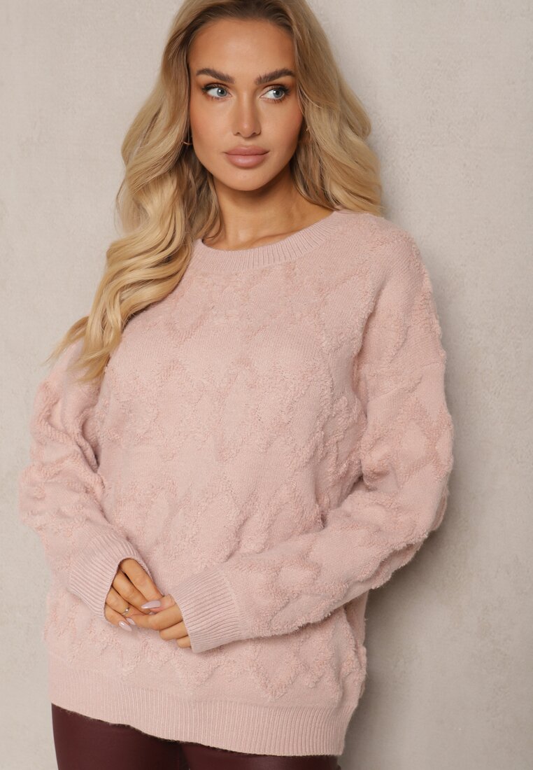 Pulover Roz deschis