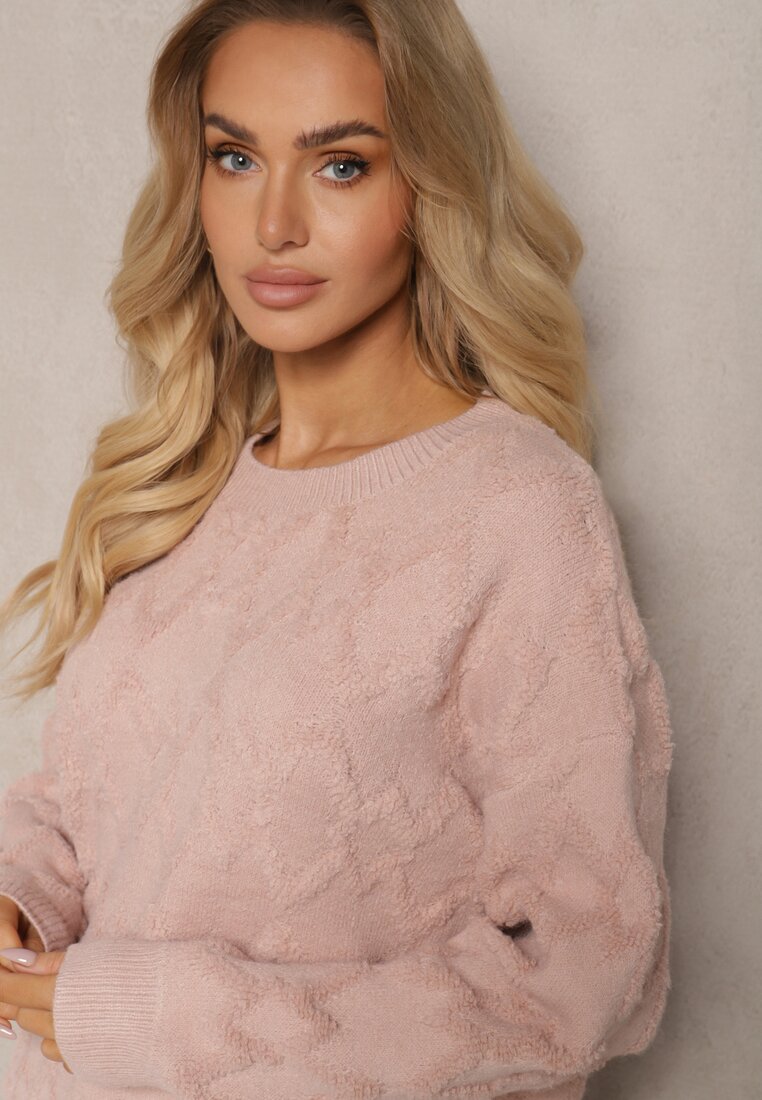 Pulover Roz deschis