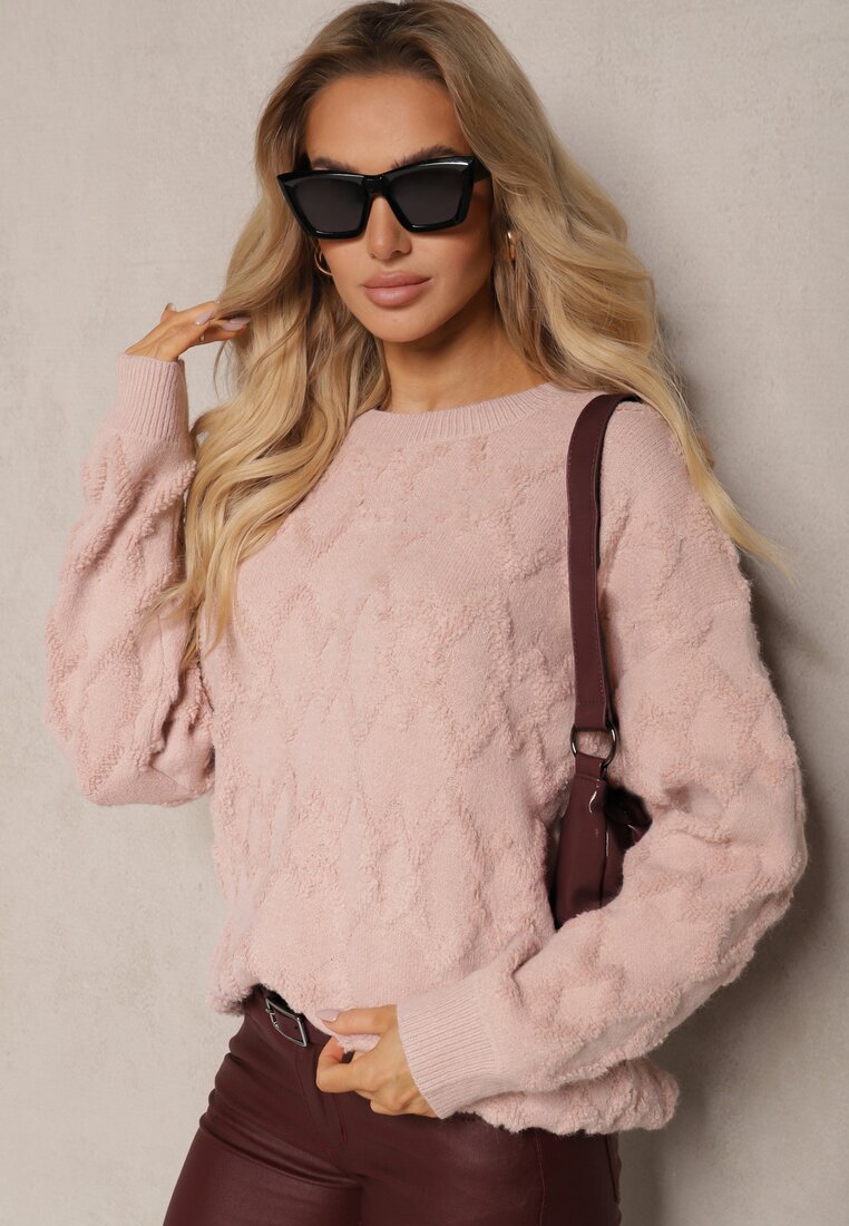 Pulover Roz deschis