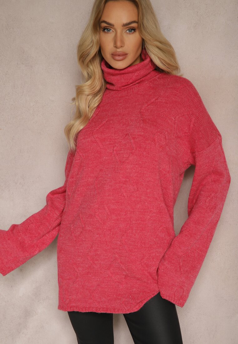 Pulover pe gât Fucsia