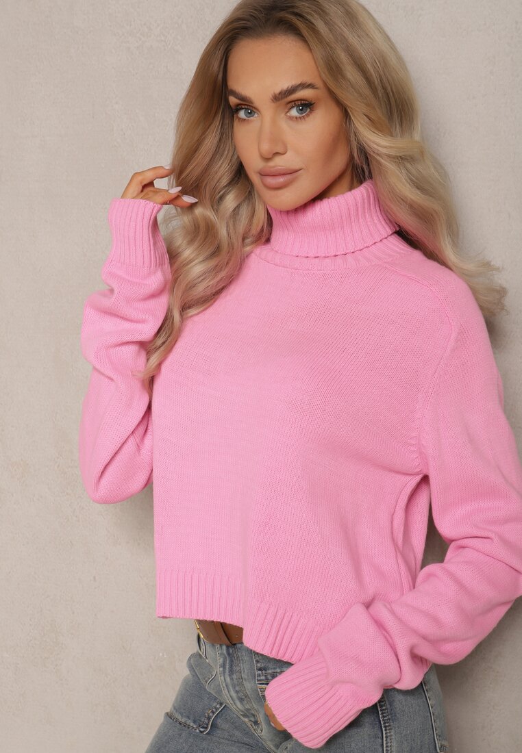 Pulover pe gât Roz închis