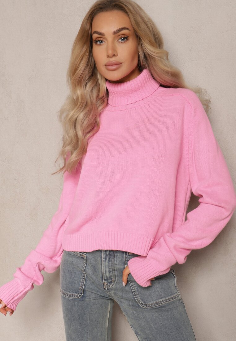 Pulover pe gât Roz închis
