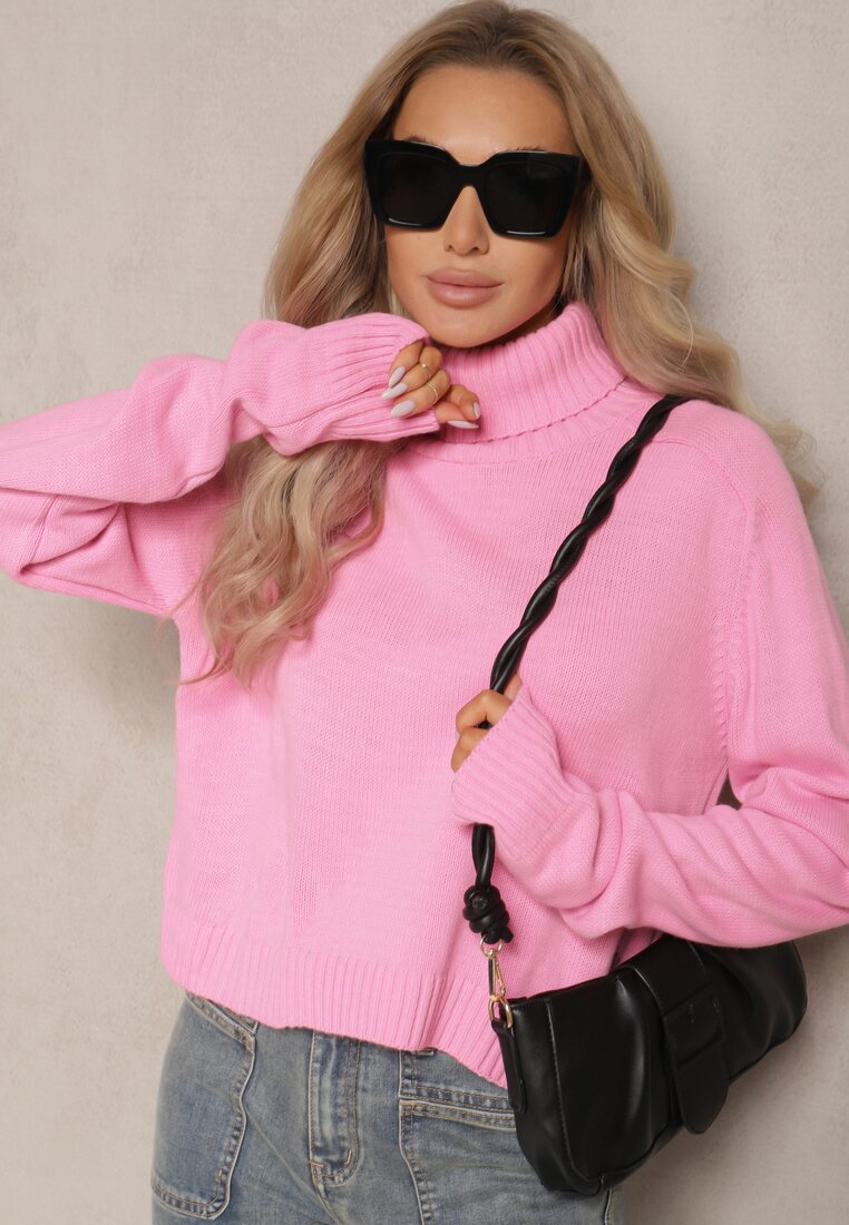 Pulover pe gât Roz închis