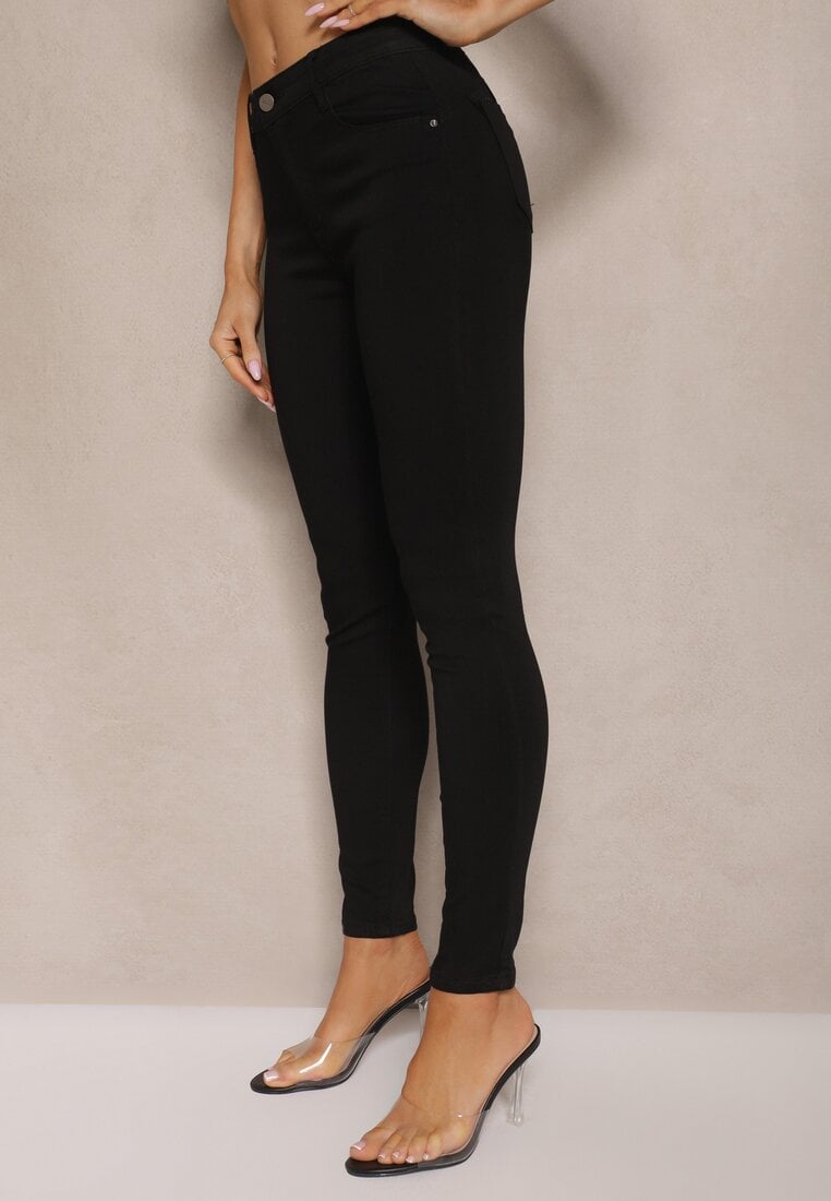 Czarne Jeansy z Bawełną Skinny High Waist Push Up Totanna