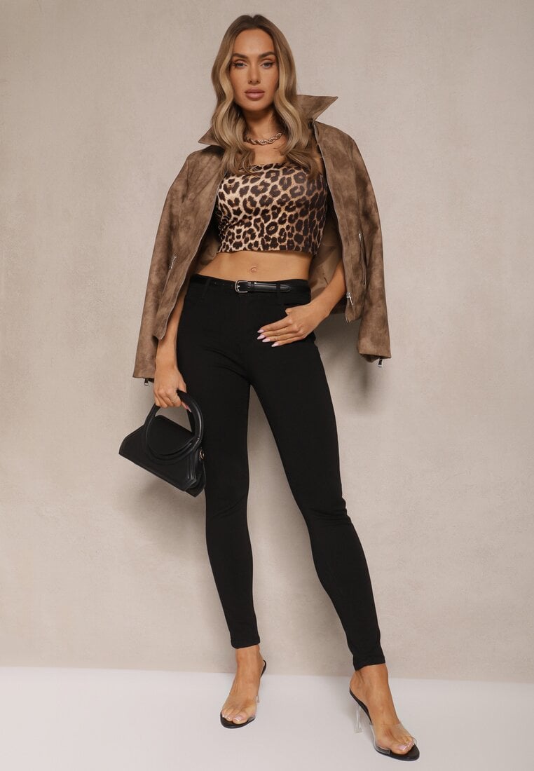 Czarne Jeansy z Bawełną Skinny High Waist Push Up Totanna
