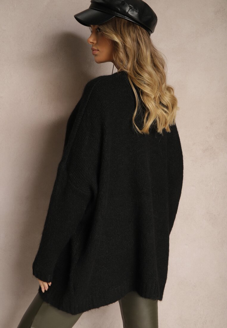 Czarny Casualowy Sweter Oversize Allethia