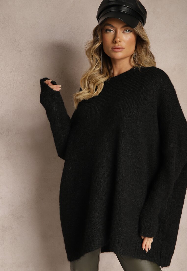 Czarny Casualowy Sweter Oversize Allethia
