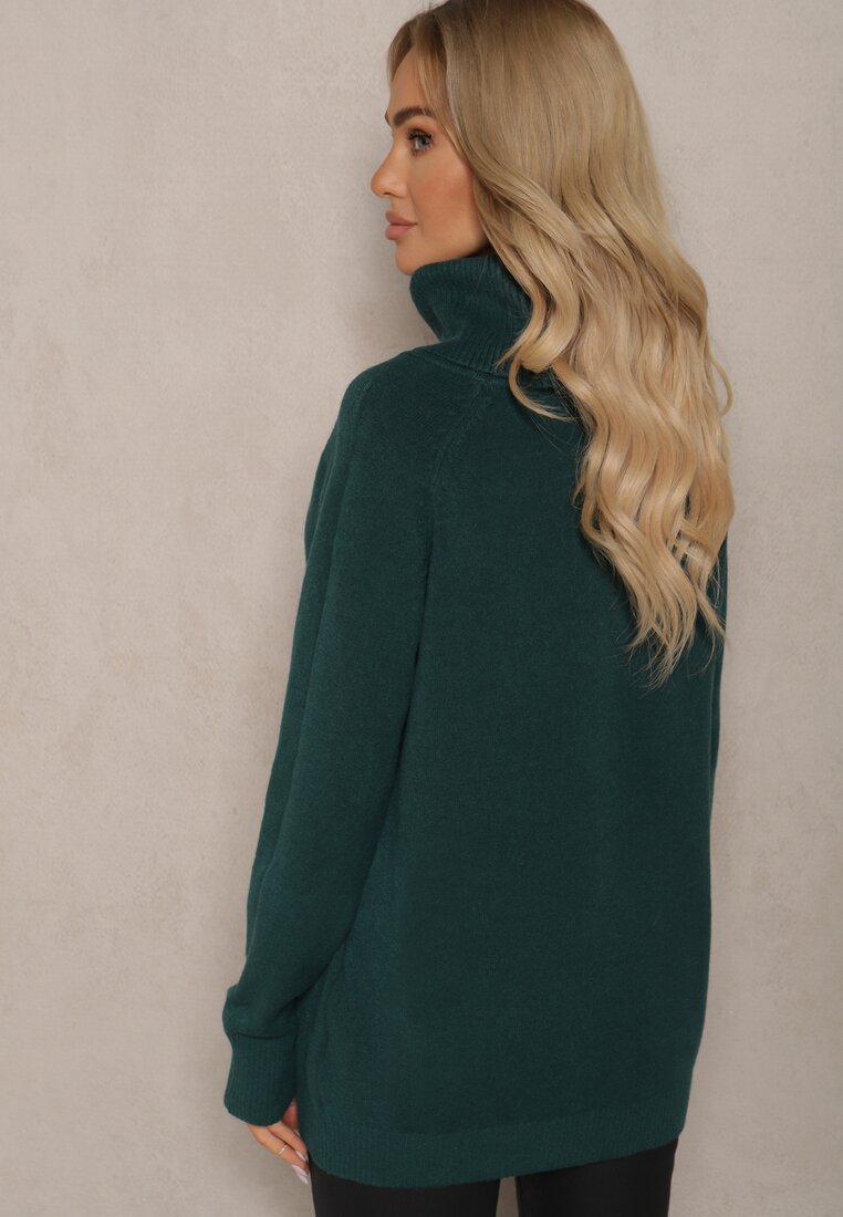 Pulover pe gât Viasya Verde închis