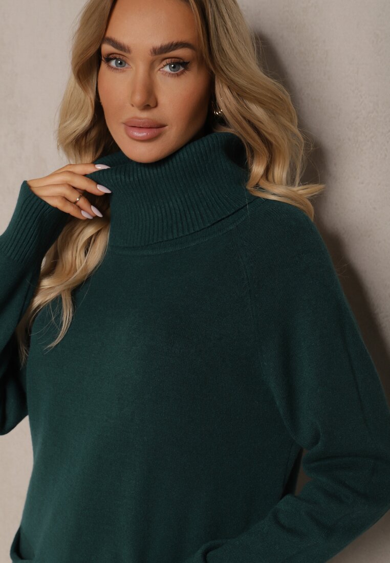 Pulover pe gât Viasya Verde închis