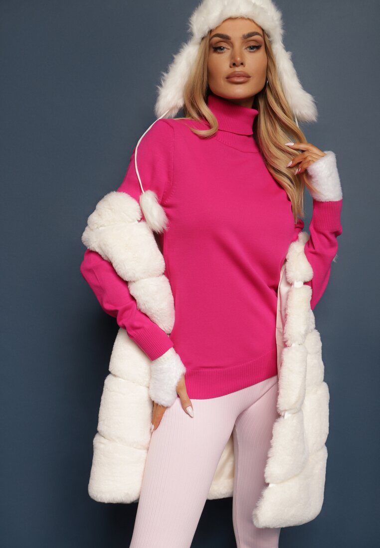 Pulover pe gât Felinia Fucsia