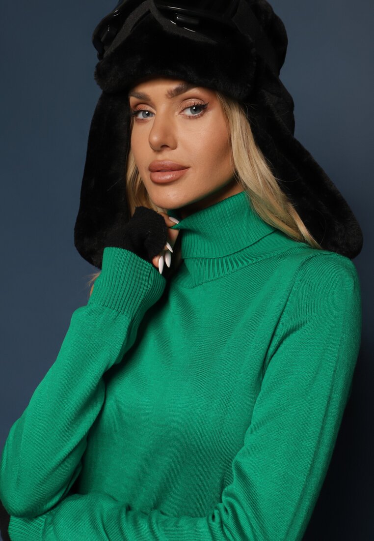Pulover pe gât Felinia Verde închis