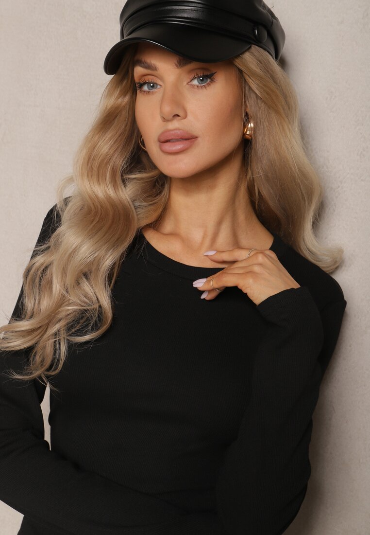 Czarna Bluza Longsleeve z Bawełną Romala