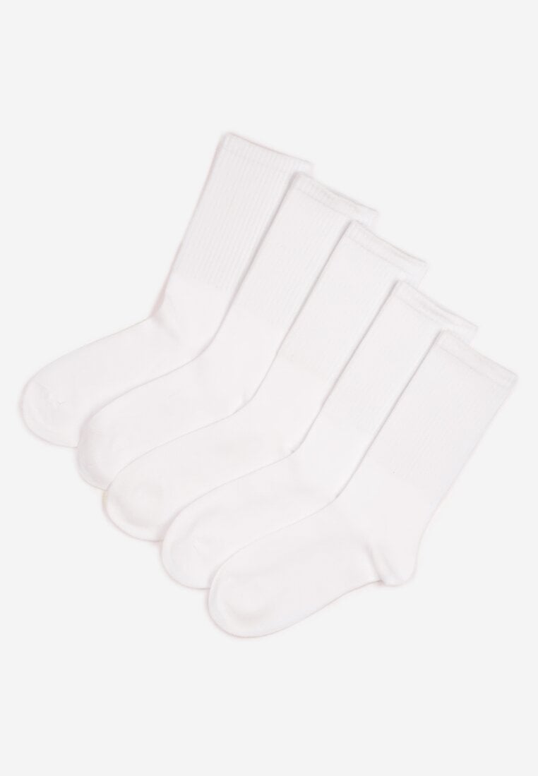 Białe Długie Casualowe Skarpety 5-Pack z Bawełny Venethria