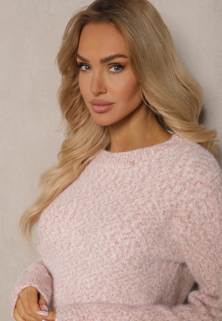 Różowy Sweter z Wełną w Klasycznym Stylu Zentina